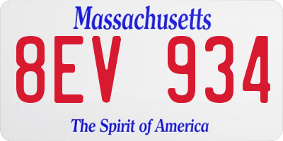 MA license plate 8EV934