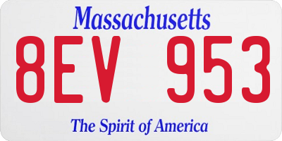 MA license plate 8EV953