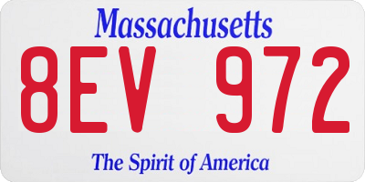 MA license plate 8EV972