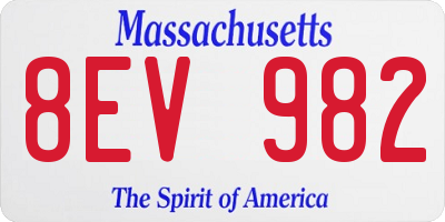 MA license plate 8EV982