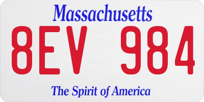 MA license plate 8EV984