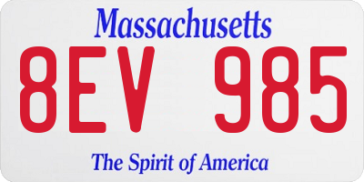 MA license plate 8EV985