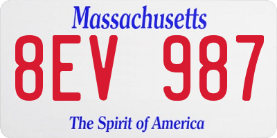MA license plate 8EV987