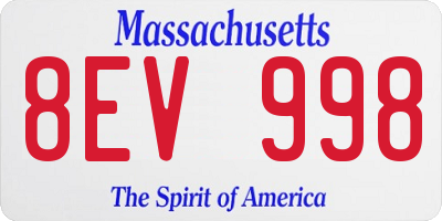 MA license plate 8EV998