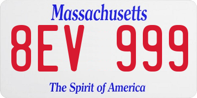 MA license plate 8EV999