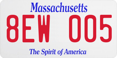 MA license plate 8EW005