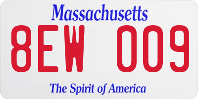 MA license plate 8EW009