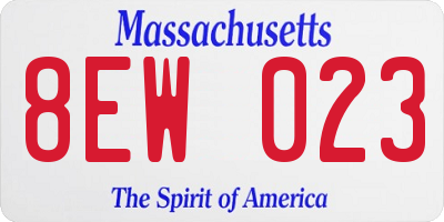 MA license plate 8EW023