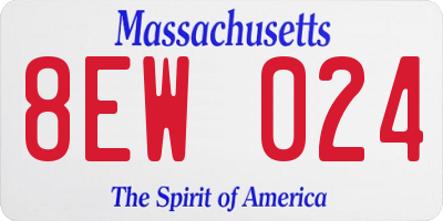 MA license plate 8EW024