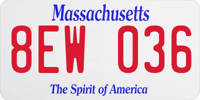 MA license plate 8EW036