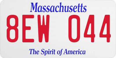 MA license plate 8EW044