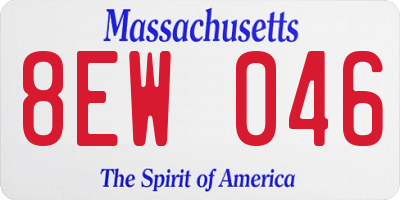 MA license plate 8EW046
