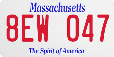 MA license plate 8EW047