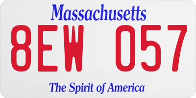 MA license plate 8EW057
