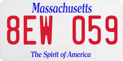 MA license plate 8EW059