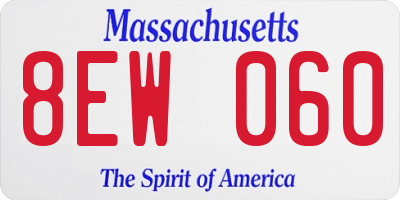 MA license plate 8EW060