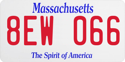 MA license plate 8EW066