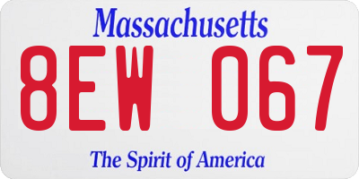 MA license plate 8EW067