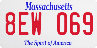 MA license plate 8EW069