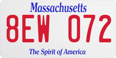 MA license plate 8EW072