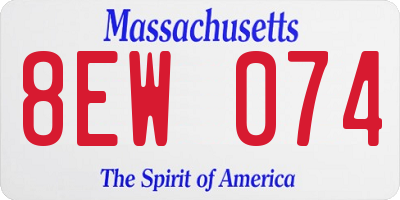 MA license plate 8EW074