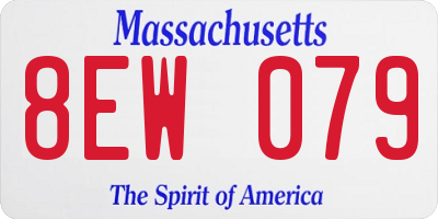 MA license plate 8EW079