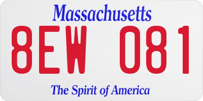 MA license plate 8EW081