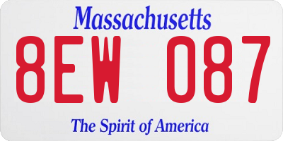 MA license plate 8EW087
