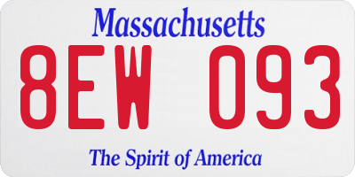 MA license plate 8EW093