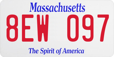 MA license plate 8EW097