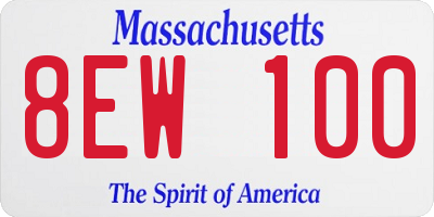 MA license plate 8EW100