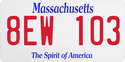 MA license plate 8EW103