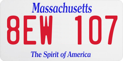MA license plate 8EW107