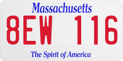 MA license plate 8EW116