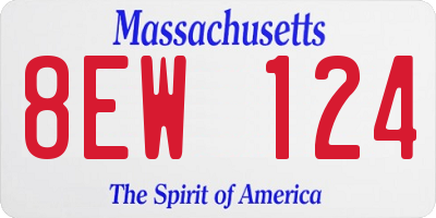 MA license plate 8EW124