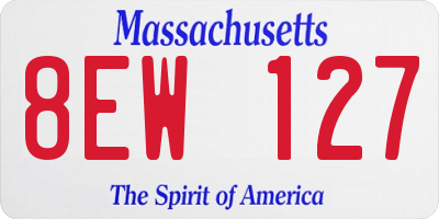 MA license plate 8EW127