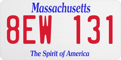 MA license plate 8EW131