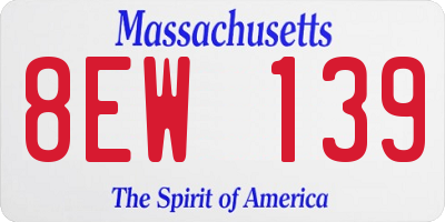 MA license plate 8EW139