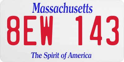 MA license plate 8EW143