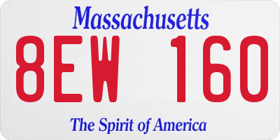 MA license plate 8EW160
