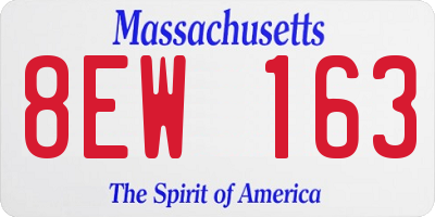 MA license plate 8EW163