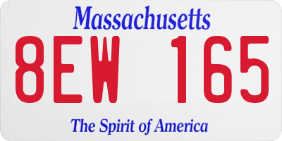 MA license plate 8EW165