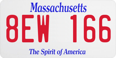 MA license plate 8EW166