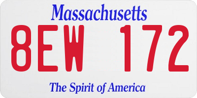 MA license plate 8EW172