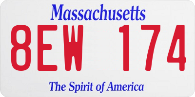 MA license plate 8EW174
