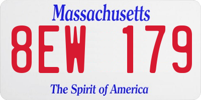 MA license plate 8EW179