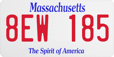 MA license plate 8EW185