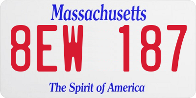 MA license plate 8EW187