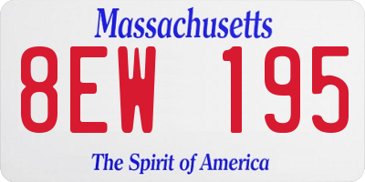 MA license plate 8EW195