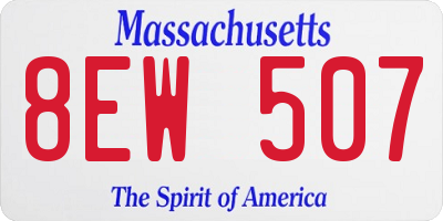 MA license plate 8EW507